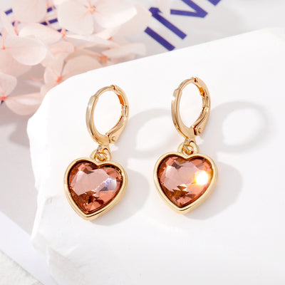 Simple Heart-Shaped Zircon Alloy Earrings for Women