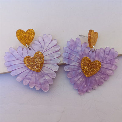 Simple Style Heart Shape Arylic Patchwork Women'S Earrings 1 Pair