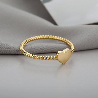 Simple Heart Shape 18k Gold Plated Copper Ring for Women