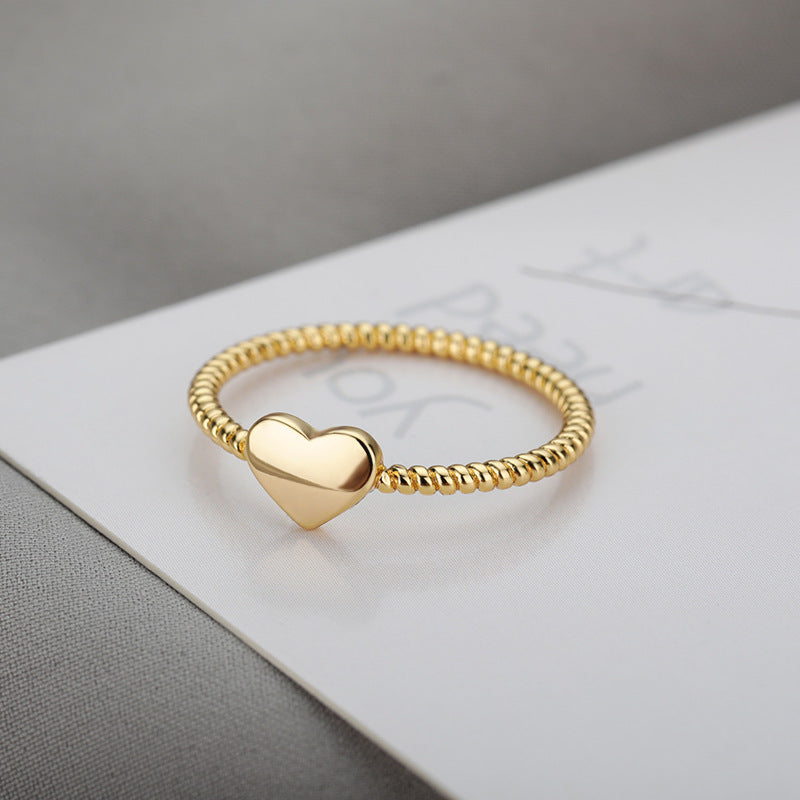 Simple Heart Shape 18k Gold Plated Copper Ring for Women