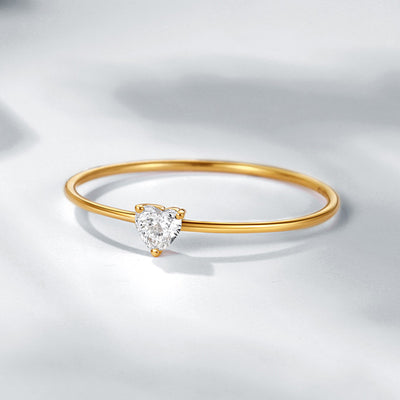 Simple Heart Shape 18K Gold Plated Ring with Artificial Gemstones