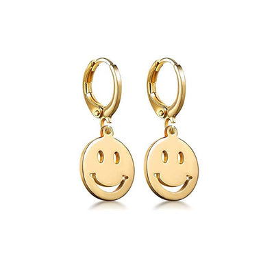 Simple Heart Smiley Face Lightning Enamel Drop Earrings for Women