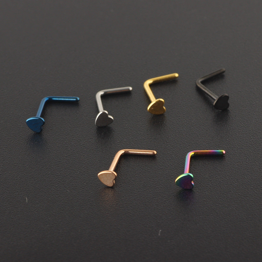 Simple Heart Shape Stainless Steel Nose Stud