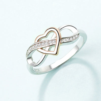 Simple Style Heart Shape Sterling Silver Inlay Zircon Rings