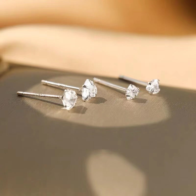 Simple Style Heart Shape Sterling Silver Plating Ear Studs 1 Pair