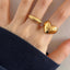 Minimalist Heart-Shaped 925 Sterling Silver Gold Plated Ring for Women