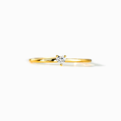 Simple Heart Shape Sterling Silver Zircon Ring for Women