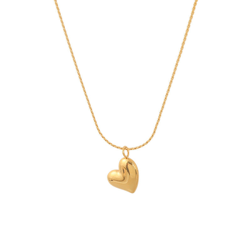 Simple Style Heart Shape Titanium Steel Plating Necklace