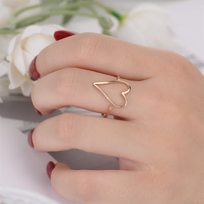 Simple Heart and Butterfly Titanium Steel Ring Set with Cross and Triangle Accents