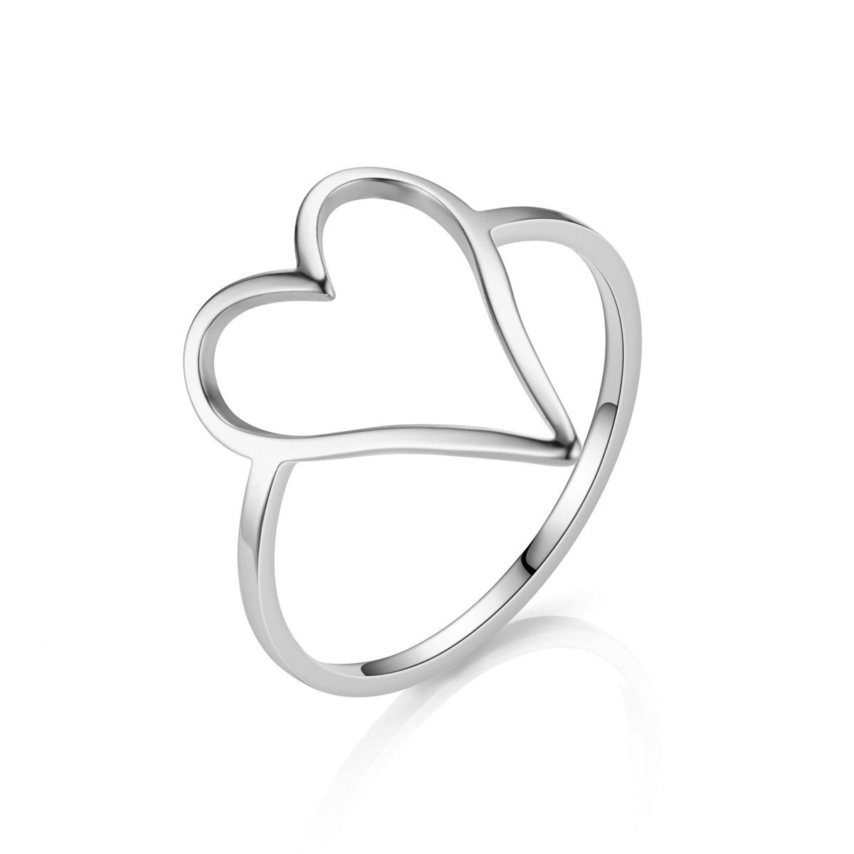 Simple Heart and Butterfly Titanium Steel Ring Set with Cross and Triangle Accents