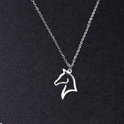 Simple Style Horse Stainless Steel Pendant Necklace Hollow Out Stainless Steel Necklaces 1 Piece