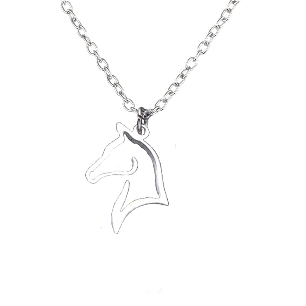 Simple Style Horse Stainless Steel Pendant Necklace Hollow Out Stainless Steel Necklaces 1 Piece