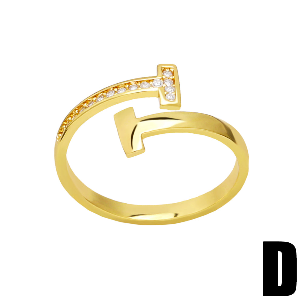 Simple Irregular Snake Gold Plated Zircon Open Ring for Women