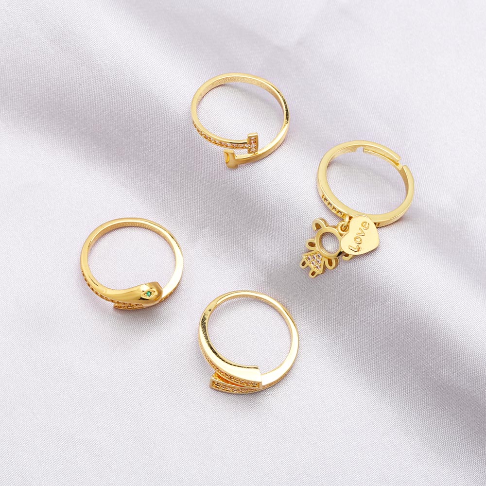 Simple Irregular Snake Gold Plated Zircon Open Ring for Women