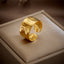 Minimalist Irregular Titanium Steel Open Ring - Gold Plated Copper Statement Ring