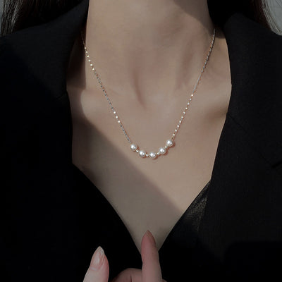 Simple Style Korean Style Round Imitation Pearl Titanium Steel Plating 18K Gold Plated Necklace