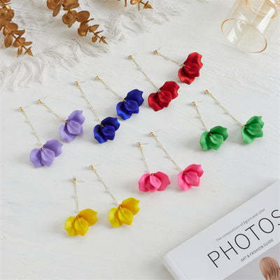 Simple Style Leaf Acrylic and Pearl Flower Drop Earrings for Women