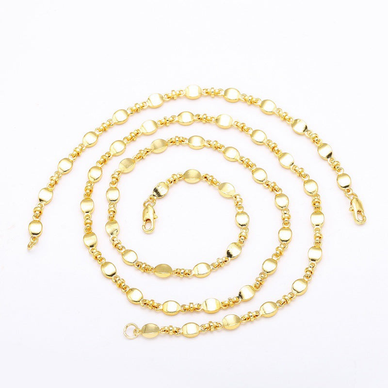 Simple Style 18K Gold Plated Leaf Titanium Steel Bracelet Necklace Set