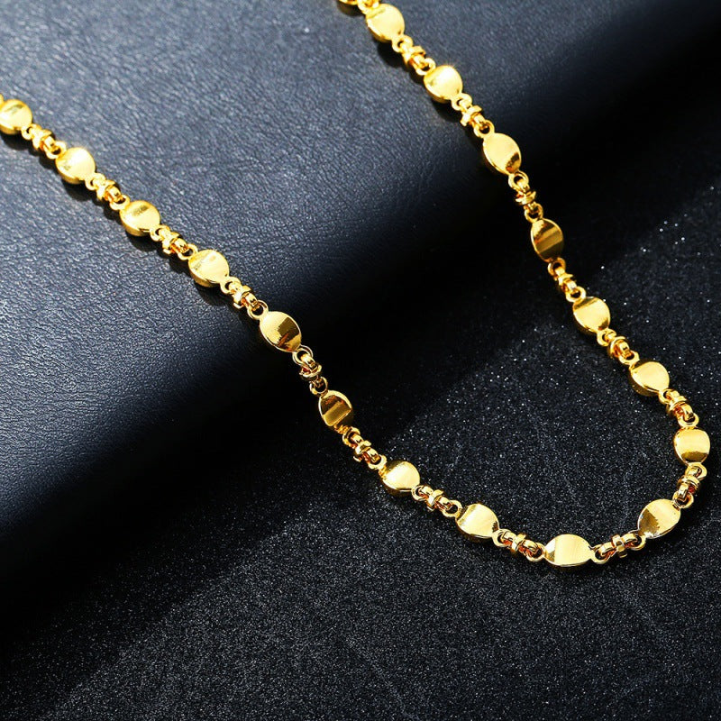 Simple Style 18K Gold Plated Leaf Titanium Steel Bracelet Necklace Set