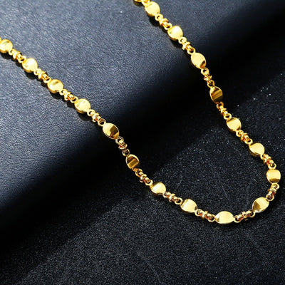 Simple Style 18K Gold Plated Leaf Titanium Steel Bracelet Necklace Set