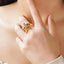Simple Style Leopard Head Gemstone Inlay Gold Plated Open Ring