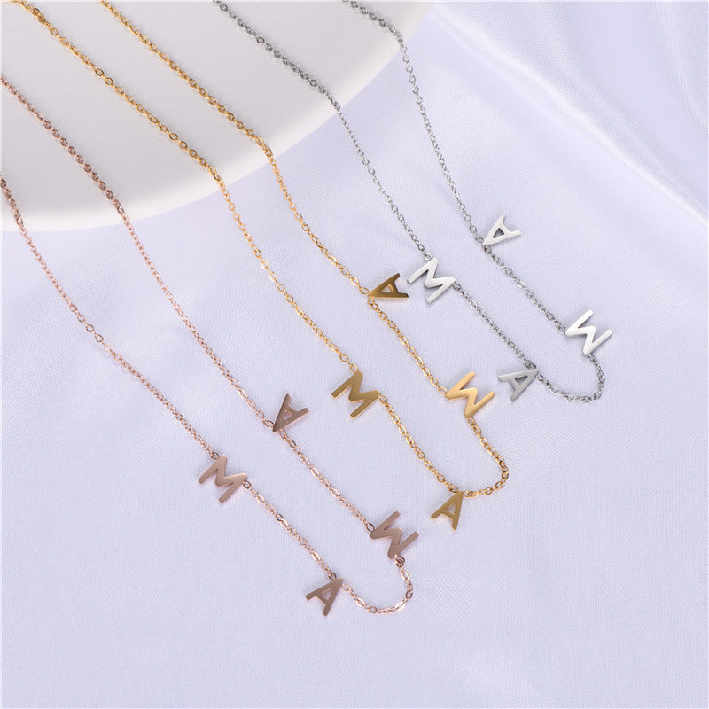 Simple Style Letter Stainless Steel Titanium Steel Plating Necklace