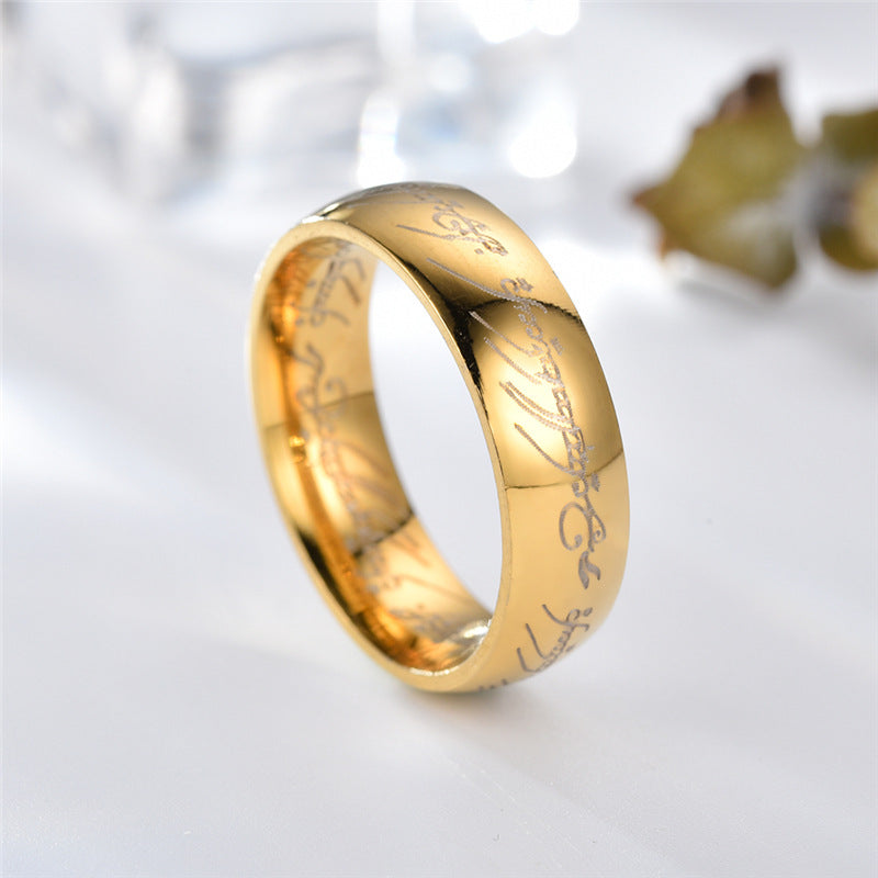 Simple Style Titanium Steel Couple Rings - Plated Metal Stainless Steel Jewelry