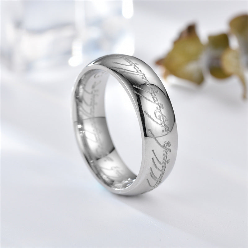 Simple Style Titanium Steel Couple Rings - Plated Metal Stainless Steel Jewelry