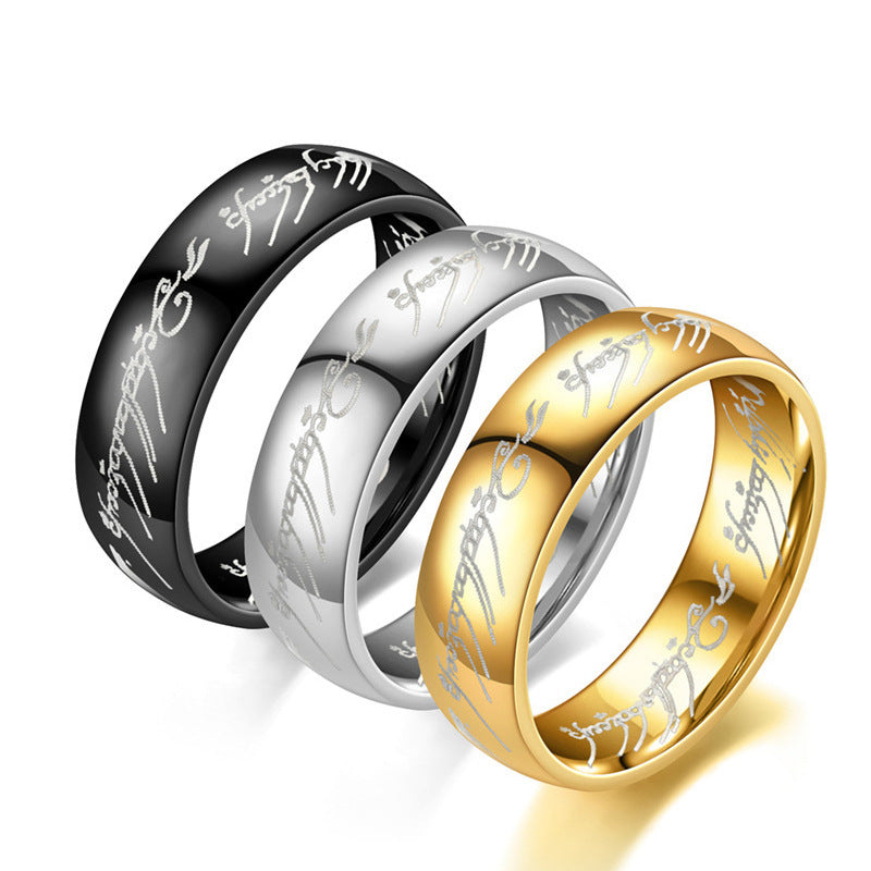 Simple Style Titanium Steel Couple Rings - Plated Metal Stainless Steel Jewelry