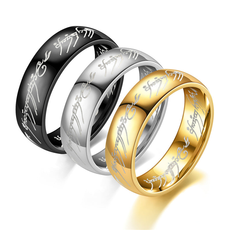 Simple Style Titanium Steel Couple Rings - Plated Metal Stainless Steel Jewelry