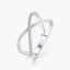 Minimalist Zircon Inlay Rhodium Plated Adjustable Open Ring