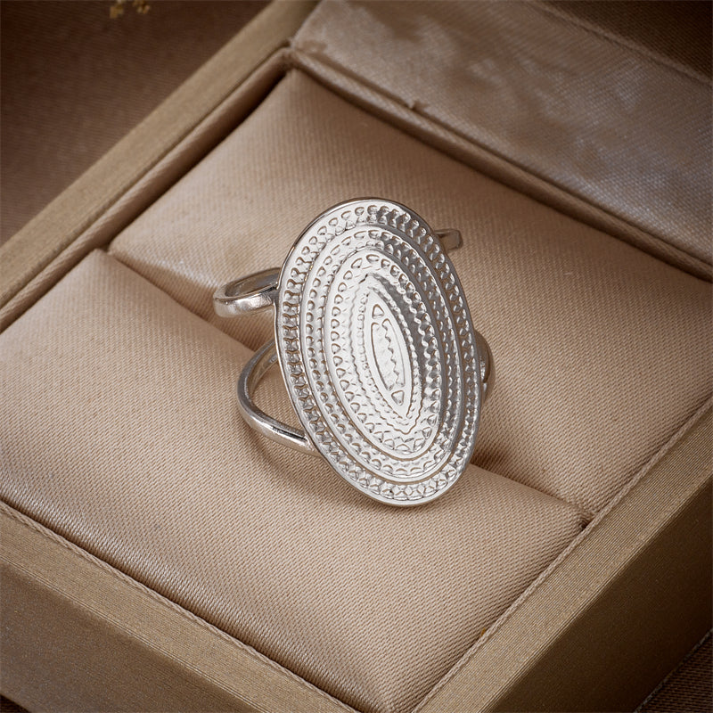 Simple Vintage Style Oval Titanium Steel Ring