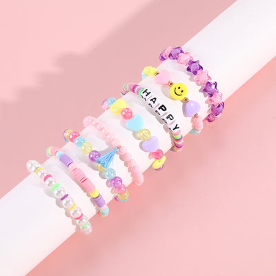 Simple Style Pentagram Letter Smiley Face Arylic Soft Clay Beaded Kid'S Bracelets 1 Piece