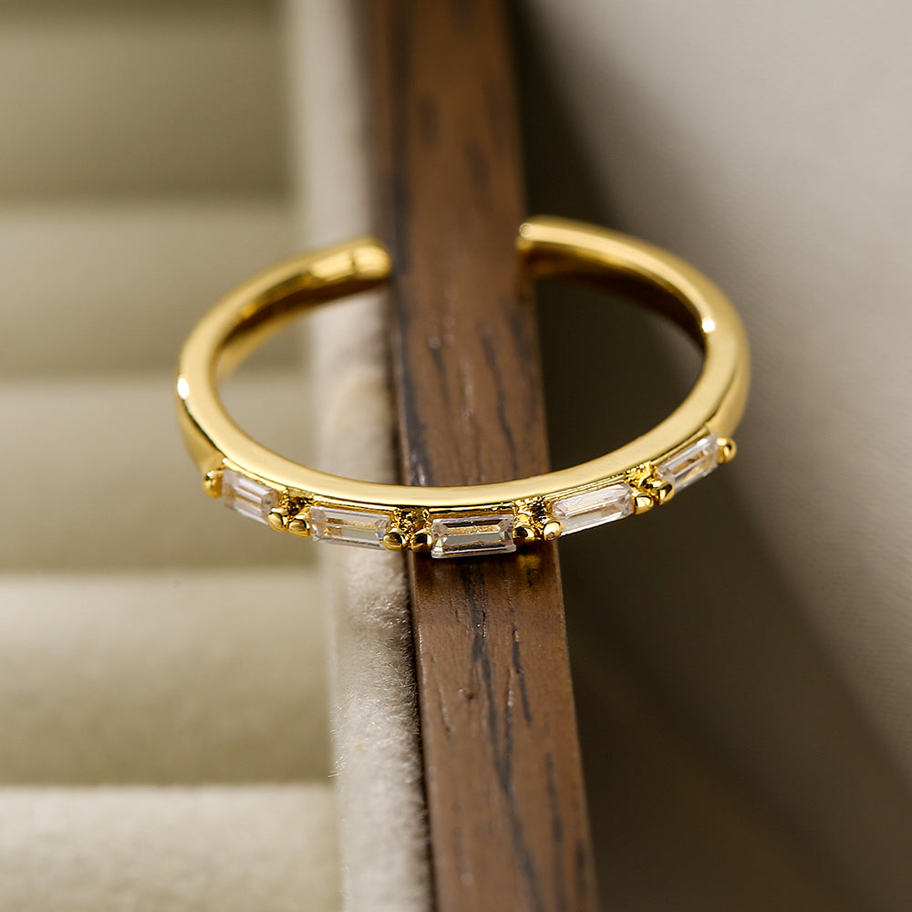 Minimalist Geometric Zircon 18K Gold Plated Open Ring