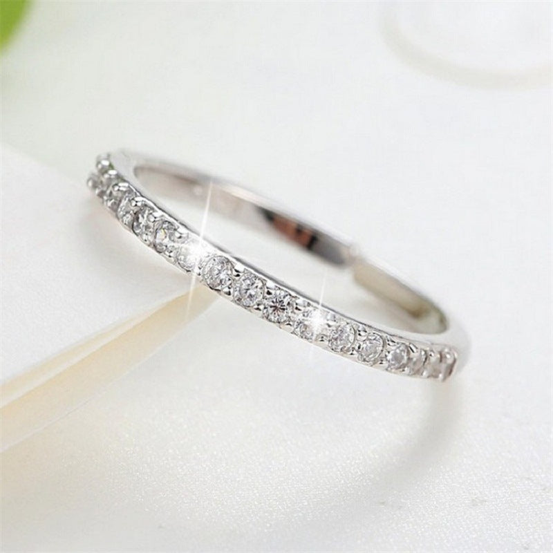 Simple Style Gold Plated Zircon Ring with 925 Sterling Silver Band