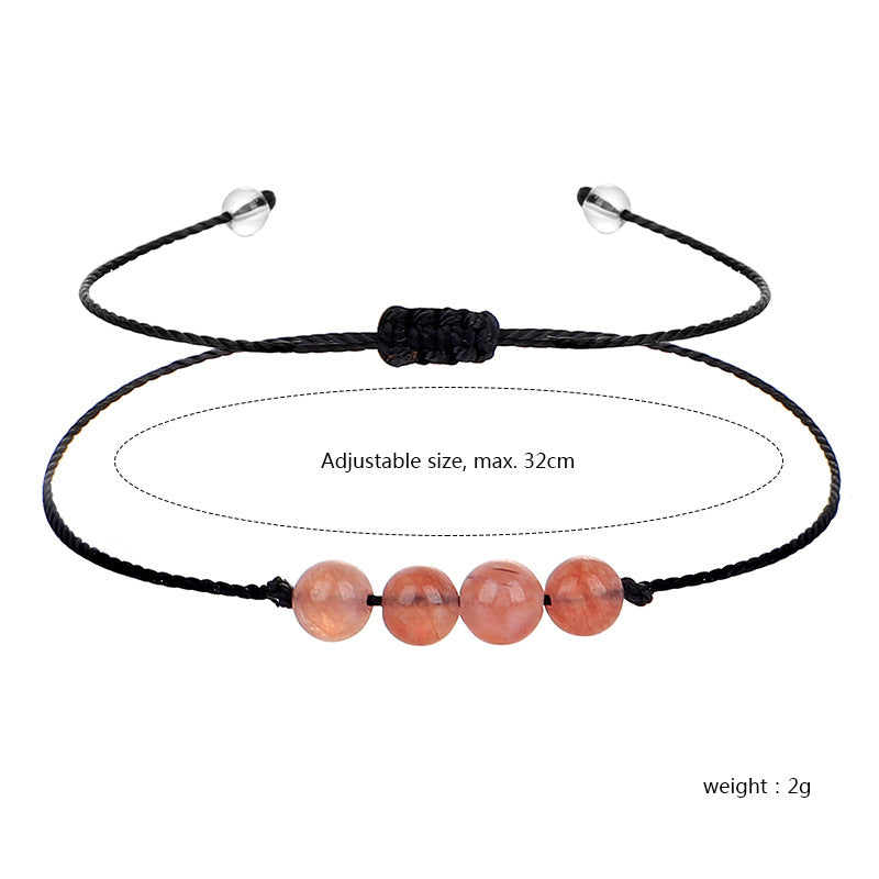 Simple Style Round Beaded Unisex Bracelet with Sunstone Crystal Energy