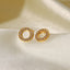 Minimalist Round Zircon Inlay 18k Gold Plated Stainless Steel Earrings