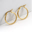 18k Gold Plated Stainless Steel Textured Hoop Earrings for Women