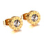 Simple Style Round Stainless Steel Zircon Ear Studs 1 Pair