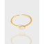 Minimalist Geometric Freshwater Pearl Open Ring in Sterling Silver S925