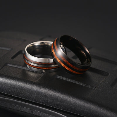 Simple Style Titanium Steel Couple Rings with Epoxy Finish