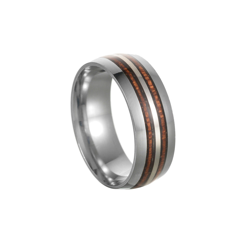 Simple Style Titanium Steel Couple Rings with Epoxy Finish