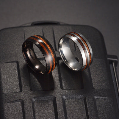 Simple Style Titanium Steel Couple Rings with Epoxy Finish