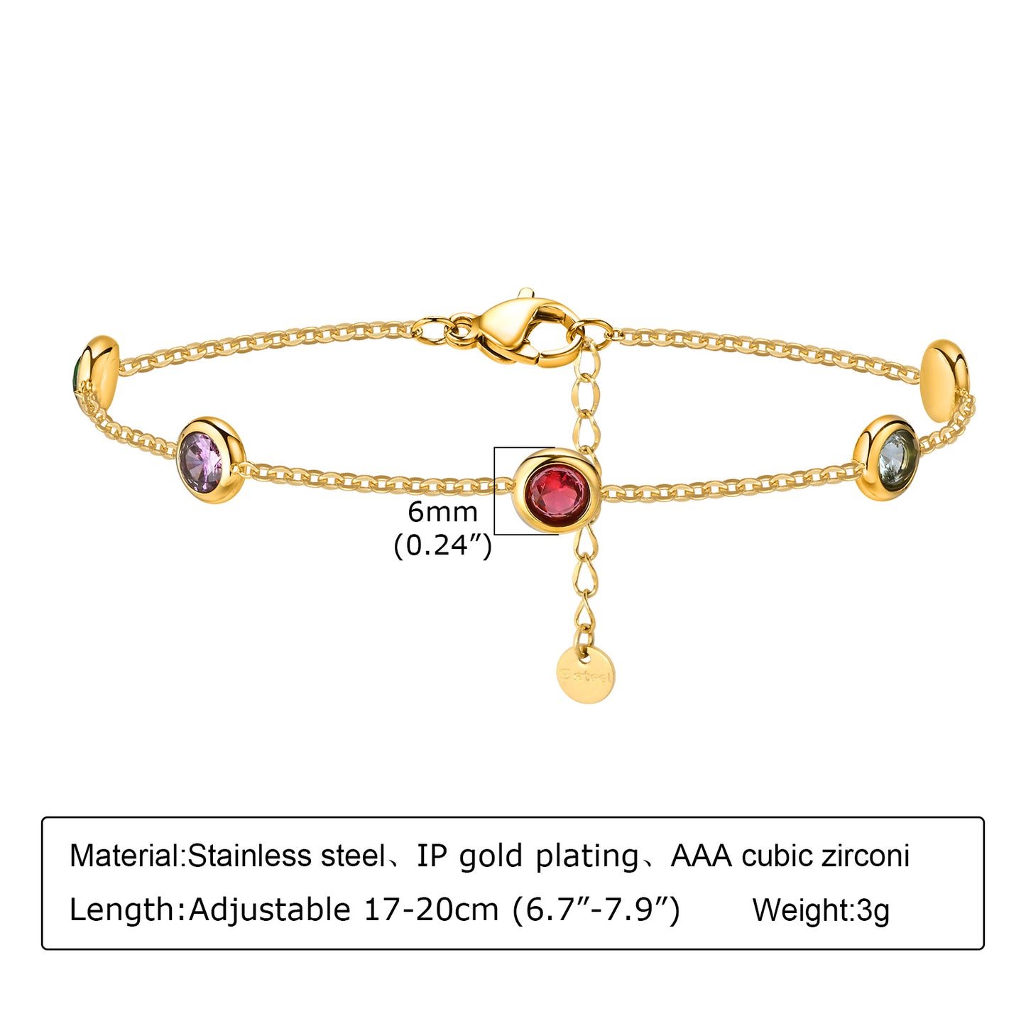 Minimalist Titanium Steel Bracelet with Rhinestones and Celestial Charms - 18K Gold Plated Women's Fashion Accessory