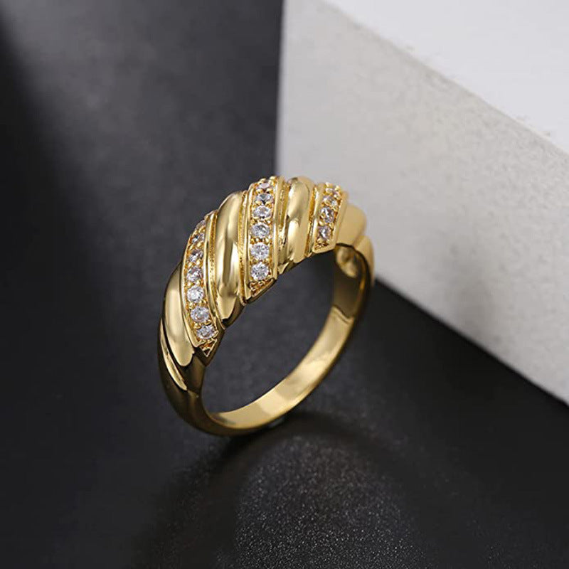 Minimalist Gold Plated Zircon Twist Ring Set
