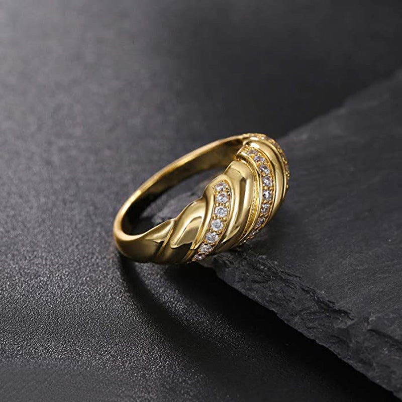 Minimalist Gold Plated Zircon Twist Ring Set