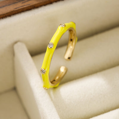 Simple Style 18K Gold Plated Zircon Open Ring for Women