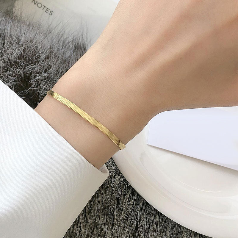Minimalist 18K Gold Plated Stainless Steel Snake Chain Bracelet