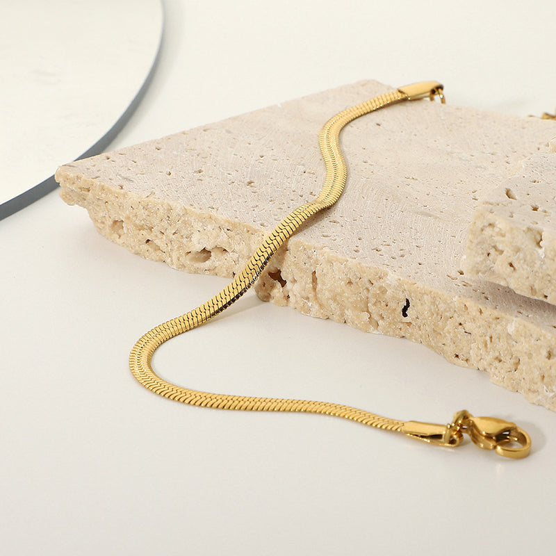 Minimalist 18K Gold Plated Stainless Steel Snake Chain Bracelet