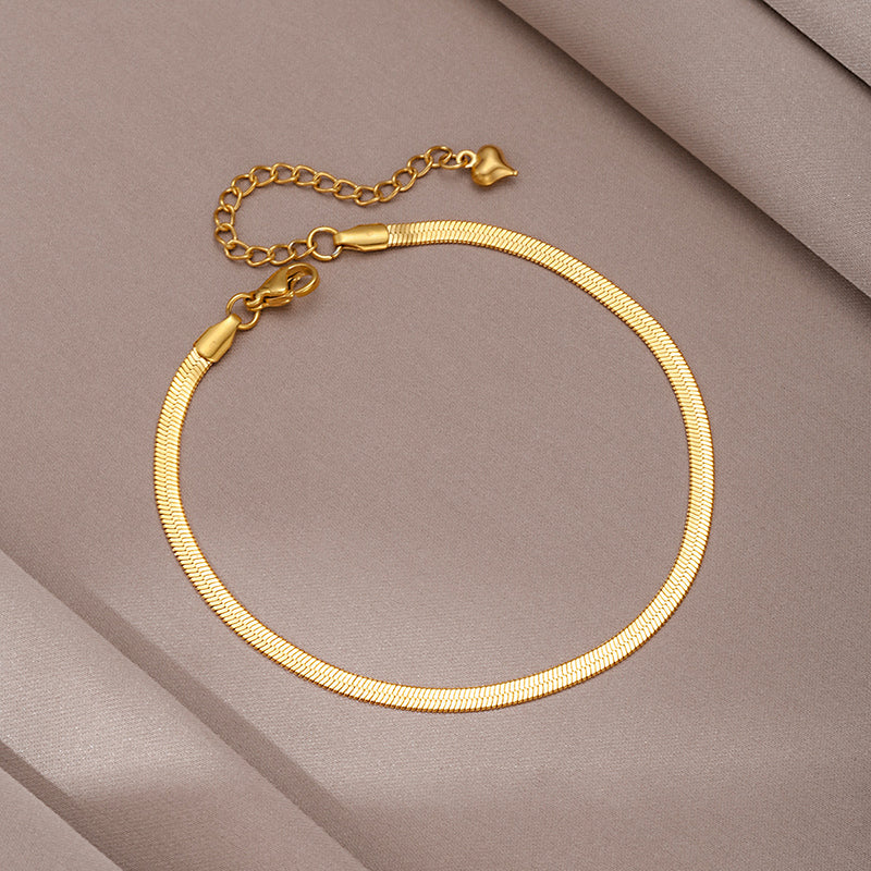 Minimalist 18K Gold Plated Stainless Steel Snake Chain Bracelet